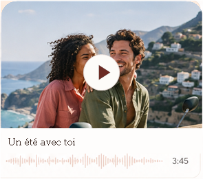 Un couple sourit au bord de la mer